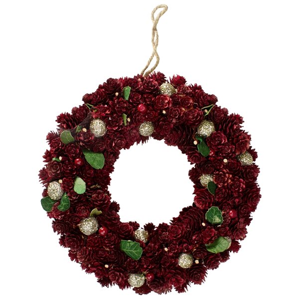 Northlight 12-in Red Pine Cone and Berry Artificial Christmas Wreath ...