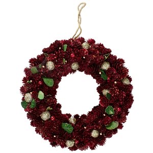 Northlight 12-in Red Pine Cone and Berry Artificial Christmas Wreath