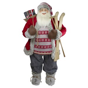 Northlight 4-ft Standing Santa Christmas Figure with Skis and Fur Boots
