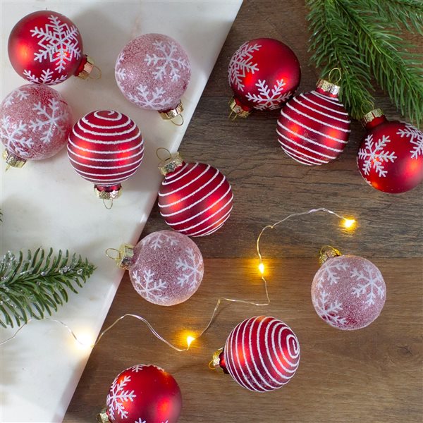 Northlight 1.75-in Red Glass Christmas Ornaments - Set of 12