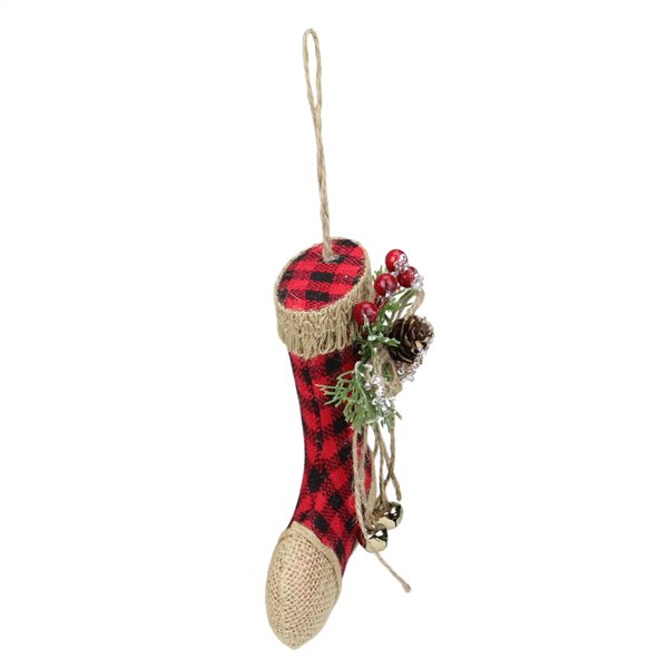 Northlight 5.75-in Red Plaid and Burlap Christmas Stocking Ornament