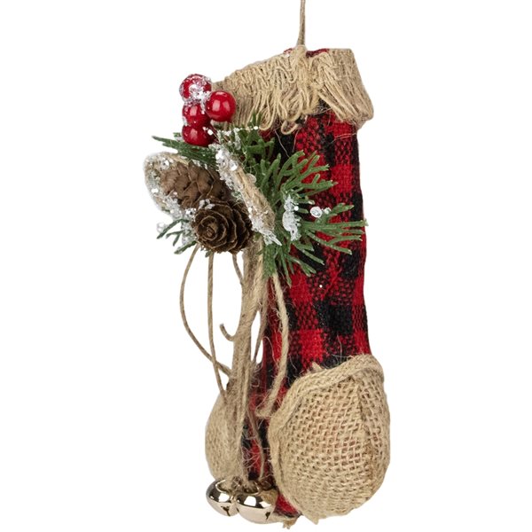 Northlight 5.75-in Red Plaid and Burlap Christmas Stocking Ornament