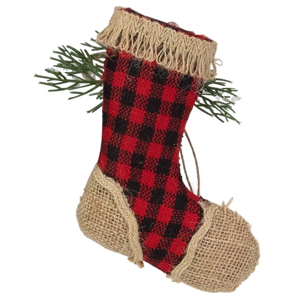 Northlight 5.75-in Red Plaid and Burlap Christmas Stocking Ornament