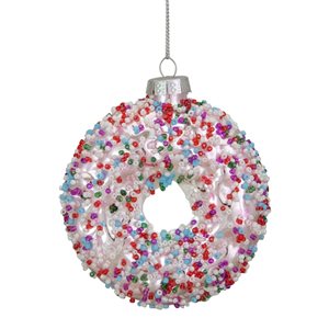 Northlight 3.5-in Pink Doughnut with Sprinkles Glass Christmas Ornament