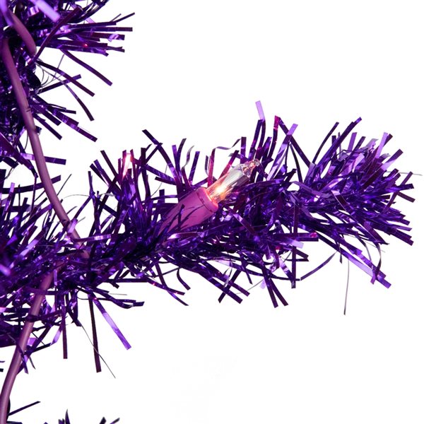 Northlight 6-ft Pre-Lit Purple Artificial Tinsel Christmas Tree Clear Lights