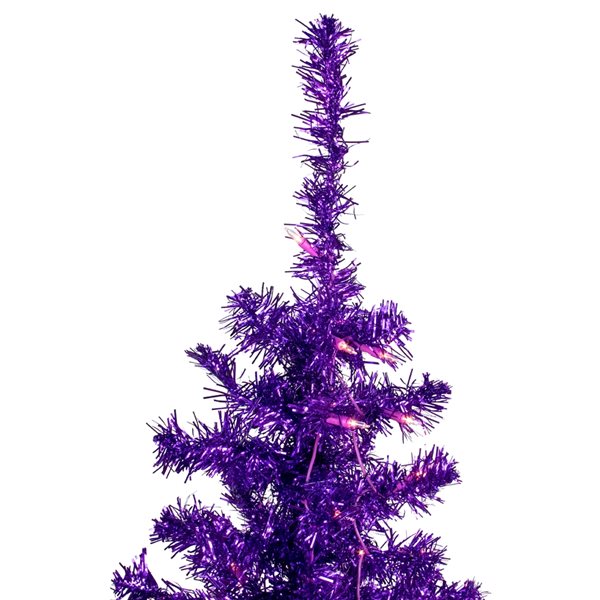 Northlight 6-ft Pre-Lit Purple Artificial Tinsel Christmas Tree Clear Lights