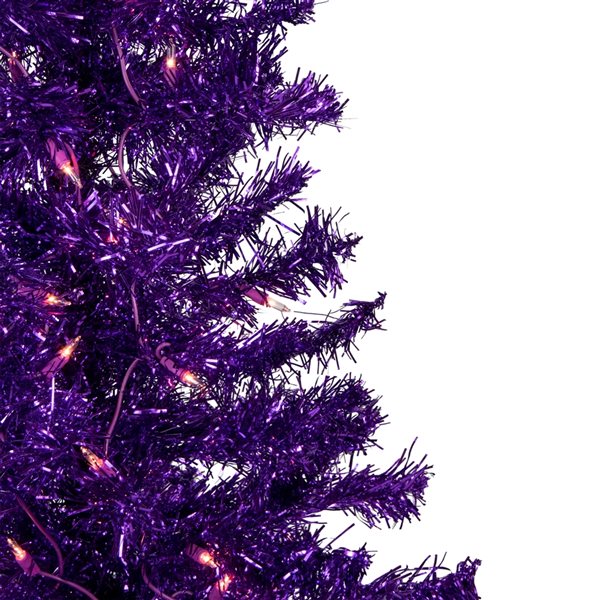 Northlight 6-ft Pre-Lit Purple Artificial Tinsel Christmas Tree Clear Lights