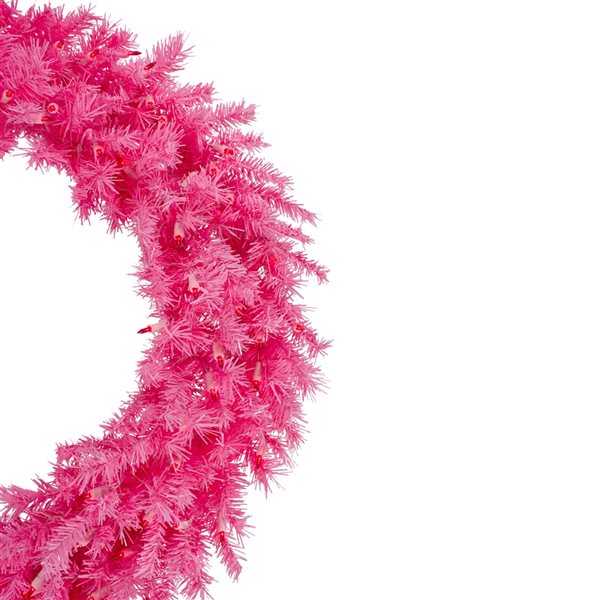 Northlight 36-in Pre-Lit Pink Spruce Artificial Christmas Wreath - Pink Lights