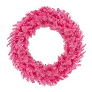 Northlight 36-in Pre-Lit Pink Spruce Artificial Christmas Wreath - Pink Lights