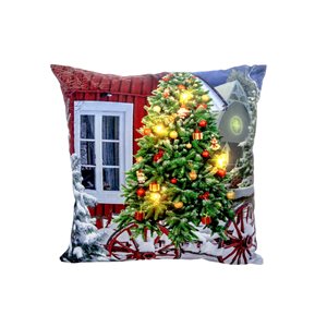IH Casa Decor Christmas Tree on Wagon LED Velvet Pillow - Set of 2