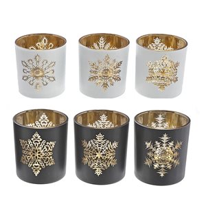 iH casadécor Black/White Glass Candle Holder - Set of 6