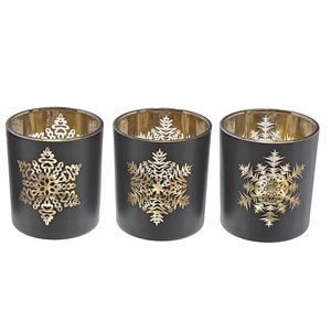 Porte-chandelle en verre noir/blanc par iH casadécor, ens. de 6