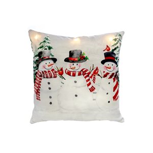 IH Casa Decor Triple Snowman LED Velvet Pillow - Set of 2