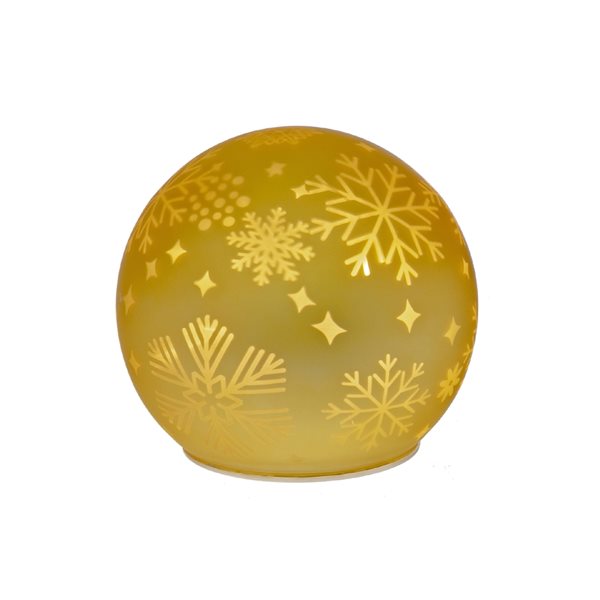 iH casadécor LED Gold Glass Snowflake Globe Decor