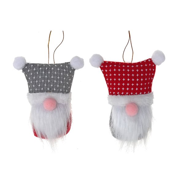 iH casadécor Grey and Red Gnome Ornament - Set of 2