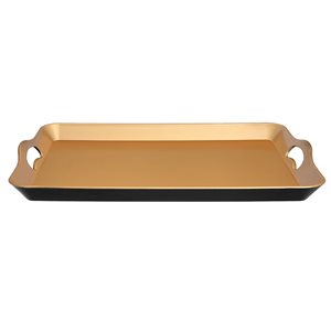 IH Casa Decor Rectangular Gold Serving Tray with Handle