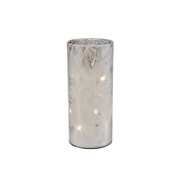 IH Casa Decor 7.9-in LED Silver Cylinder Glass Stand - Set of 2 | RONA