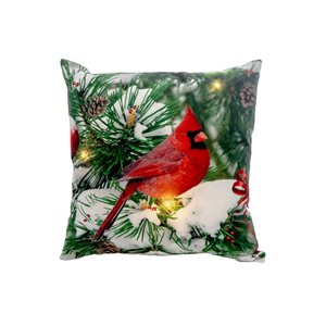 IH Casa Decor Single Cardinal on Tree LED Velvet Pillow - Set of 2