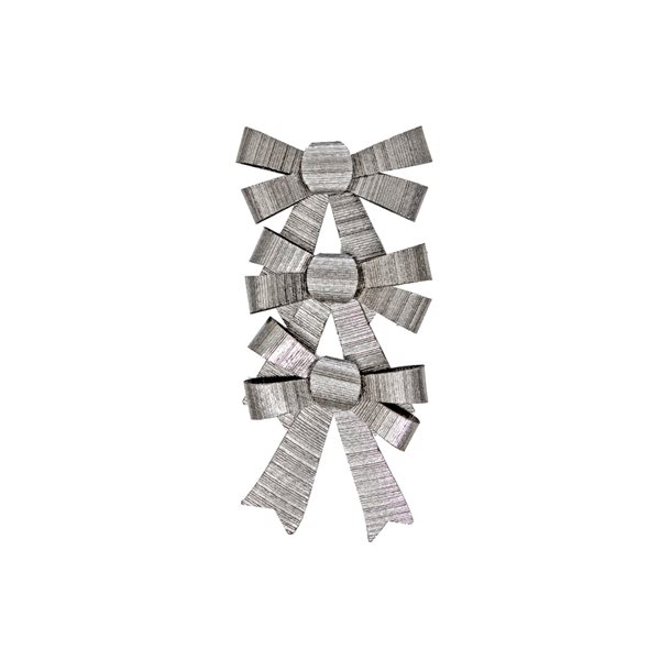 iH casadécor Silver Shiny Triple Christmas Bow - Set of 6