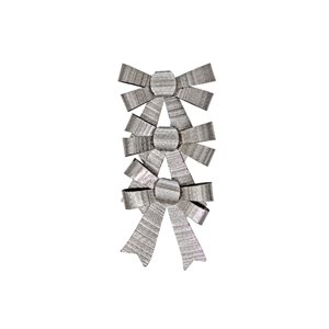 IH Casa Decor Silver Shiny Triple Christmas Bow - Set of 6