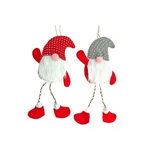 IH Casa Decor Grey/Red Gnome Ornament - Set of 2