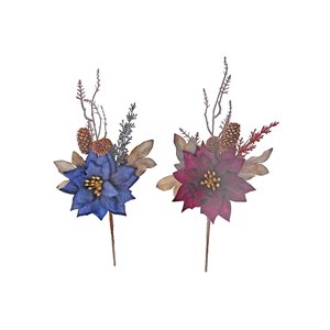 IH Casa Decor Assorted Jewelled Tone Poinsettia Branch - Set of 12
