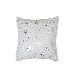 IH Casa Decor White Swirly Snowflake Fleece Pillow - Set of 2