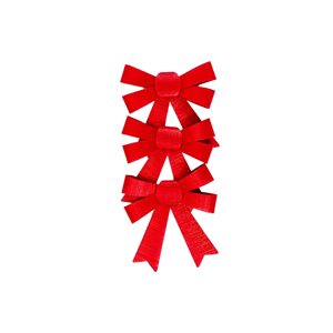 IH Casa Decor Red Shiny Triple Christmas Bow - Set of 6