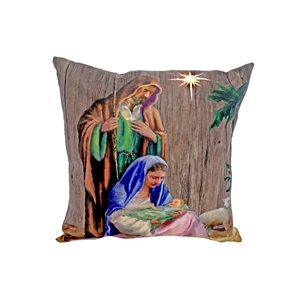 iH casadécor Nativity Scene LED Velvet Pillow - Set of 2