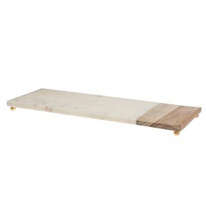 IH Casa Decor White Marble and Wood Cheese Board