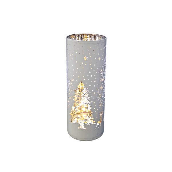 IH Casa Decor LED White Cylinder Tree Glass Stand - Set of 2 | RONA