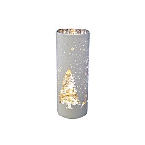 iH casadécor LED White Cylinder Tree Glass Stand - Set of 2