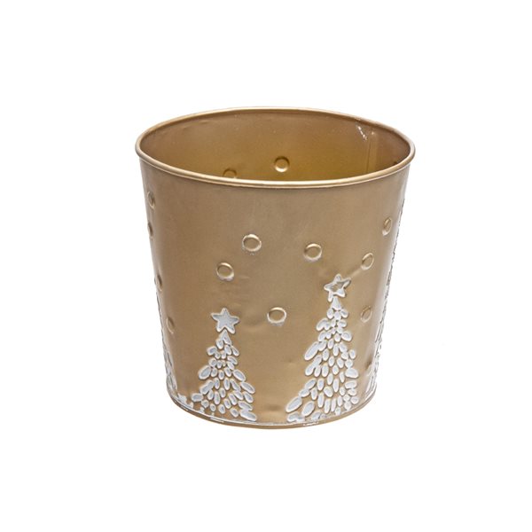 iH casadécor 6.25-in x 6-in Gold Metal Planter