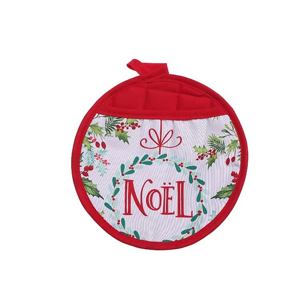 iH casadécor Red/White Round Pot Holder with Pocket - Set of 6