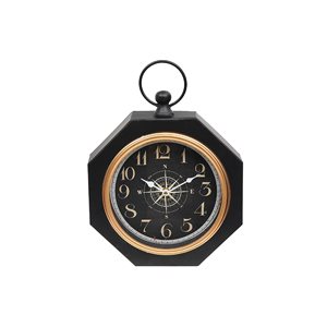 Horloge analogique ronde en métal noir par IH Casa Decor