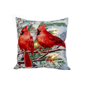 IH Casa Decor Two Cardinals LED Velvet Pillow - Set of 2