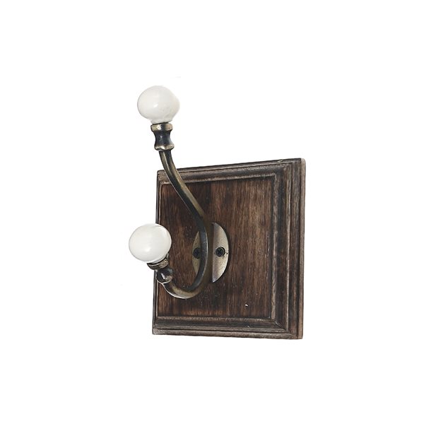 iH casadécor Brown Walnut Wood Wall Hook - Set of 2