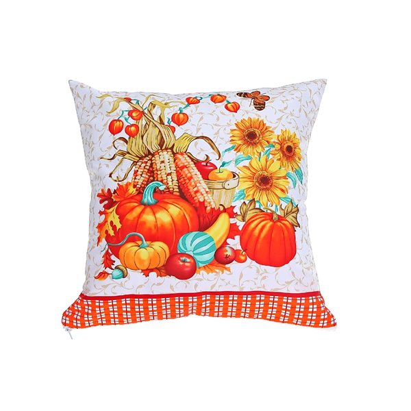 iH casadécor Orange/White 18-in x 18-in Square Indoor Throw Pillow - 2-Piece