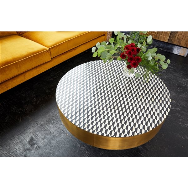 Moe's Home Collection Optic Black/White Bone Veneer Coffee Table