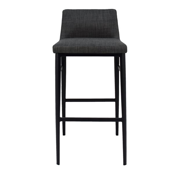Moe's Home Collection Baron Charcoal Grey Polyester Bar Height (27-in to 35-in) Upholstered Bar Stool