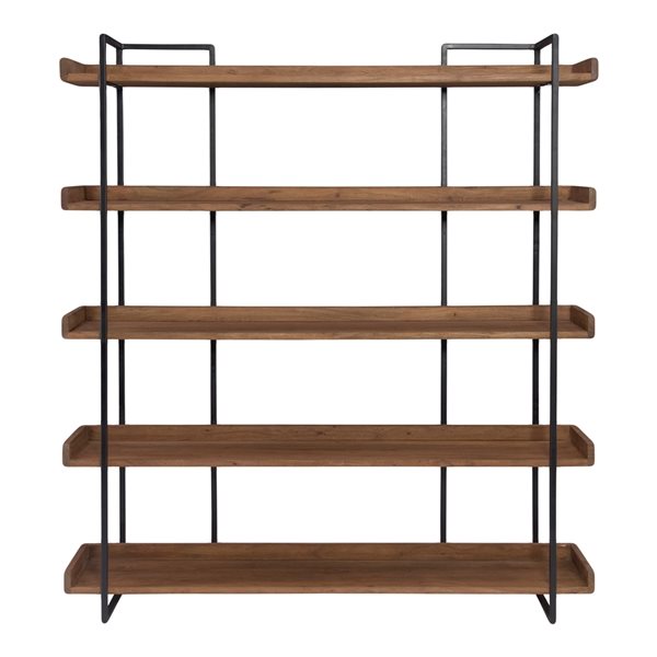 Moe's Home Collection Vancouver Brown Wood and Metal 5Shelf Large Bookcase LX102603 RONA
