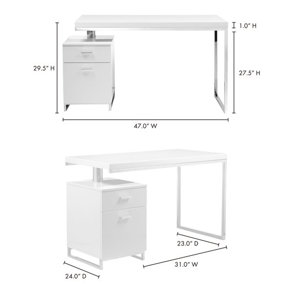 Moe's Home Collection Martos 51-in White Modern/Contemporary Writing ...