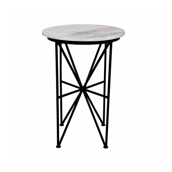 Moe's Home Collection Quadrant White Marble Round Accent Table FI1012