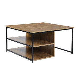 FurnitureR Ufuoma Brown Composite Wood Square Coffee Table
