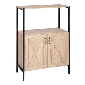 FurnitureR Bebou 30-in W Natural Oak Wood and Metal Sideboard