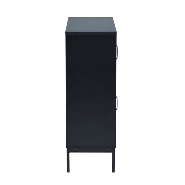 FurnitureR Urfer 28-in W Black/Grey Composite Wood Credenza