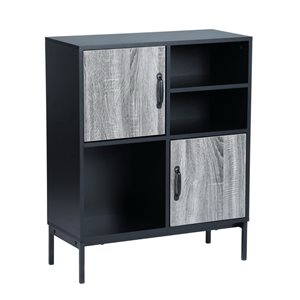Crédence Urfer par FurnitureR en bois composite noir et gris de 28 po l.