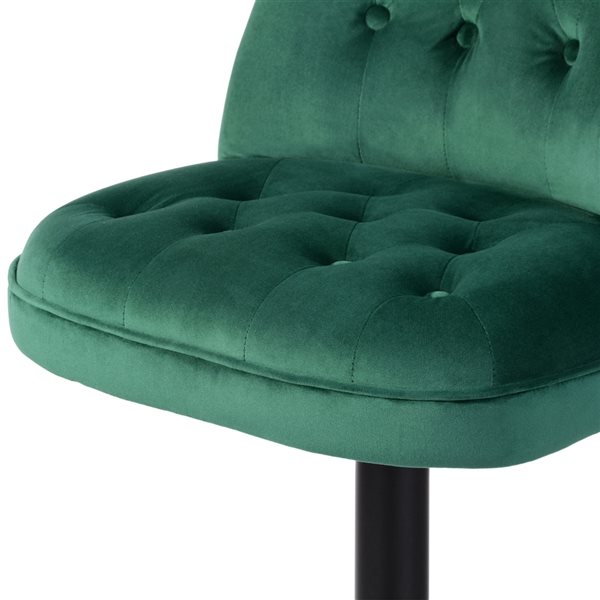 Homy Casa Baze Green Velvet Adjustable Height Upholstered Swivel Bar Stools - 2-Pack