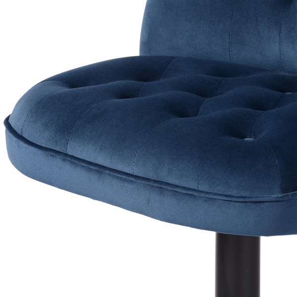 Homycasa Baze Blue Velvet Adjustable Height Upholstered Swivel Bar