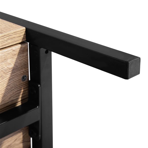 FurnitureR Bebou 70.9-in H x 31.5-in W Natural Oak Wood and Metal Sideboard